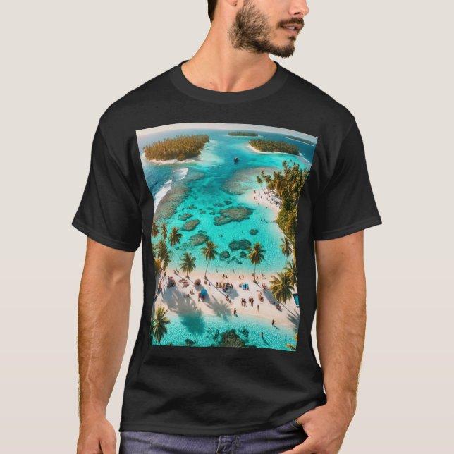 Camiseta Férias de Praia com Água Azul Limpa Ativa (Frente)