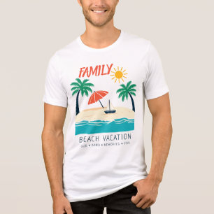 Camiseta Férias de Praia em Família Viagem Tropical