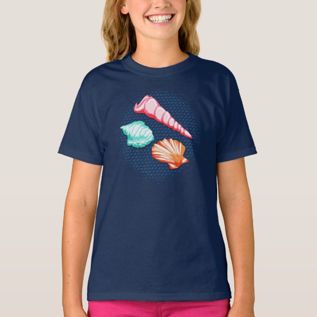 Camiseta Férias de praia em Sea Shells Sandy (Frente)
