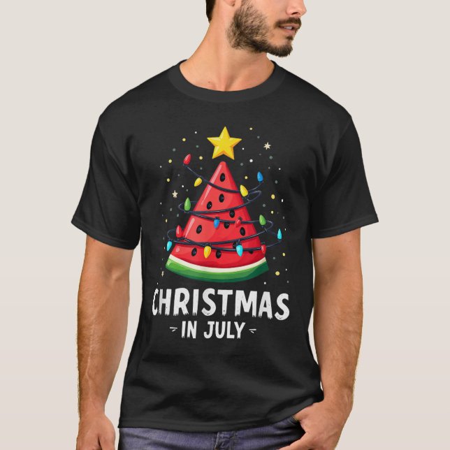 Camiseta Férias De Praia Summer No Natal De Julho, Melancia (Frente)