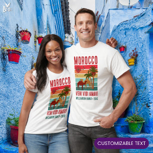Camiseta Férias de Reunião de Família Viagem Grupo Marrocos