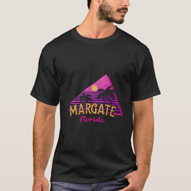 Camiseta Férias de Vaporwave em Praia, Souvenir Margate (Frente)
