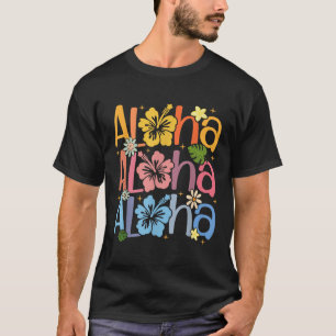 Camiseta Férias de Verão Cuta Aloha Havaiana Shaka Hibiscus