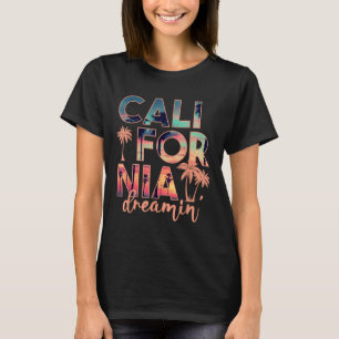 Camiseta Férias de Verão da Árvore de Palma da Praia da Cal