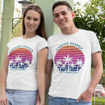 Camiseta Férias de Verão de Cruise Personalizada da Reunião<br><div class="desc">Camisetas de férias de família legal para um pai ou irmão vestir num cruzeiro ilha. Apresenta belas palmeiras em frente a um pôr do sol bonito rosa da praia. Camisetas personalizadas perfeitas para sua viagem de verão ao mar.</div>