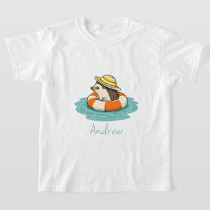 Camiseta Férias de Verão de Hedgehog Cute Beach