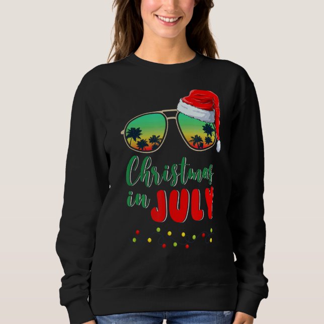 Camiseta Férias de Verão de óculos de sol de Santa Hat (Frente)