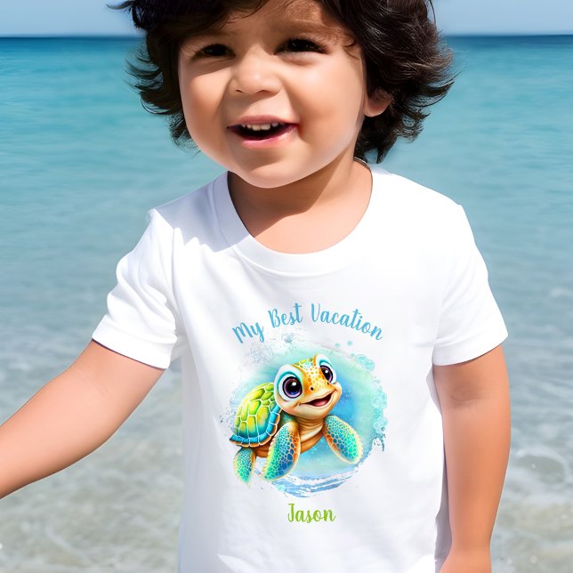 Camiseta Férias de Verão de Tartaruga Fresca Personalizada (Criador carregado)