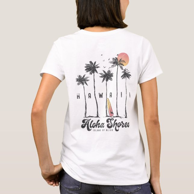 Camiseta Férias de Verão do Surfer de Praia do Havaí (Verso)