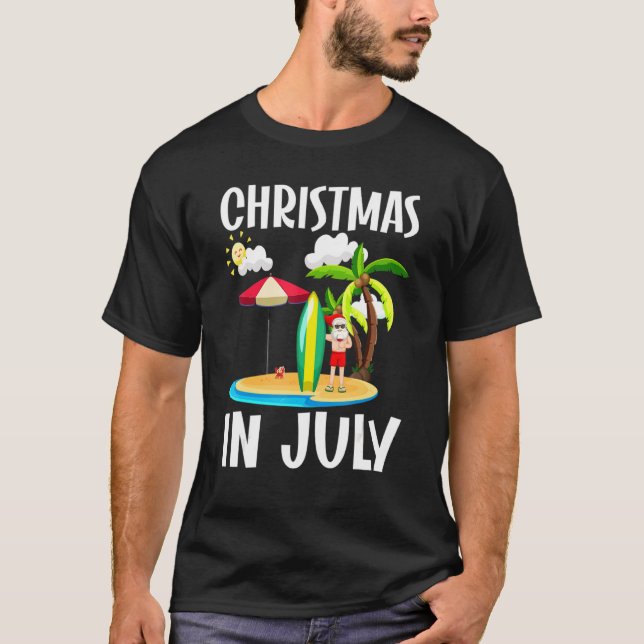 Camiseta Férias De Verão Em Papais noeis De Julho (Frente)