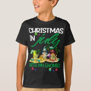 Camiseta Férias De Verão Gnomos Natal Em Julho Com O Meu G