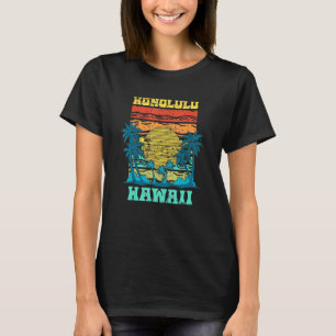 Camiseta Férias de Verão Honolulu Aloha Palm Trees Sunset H