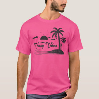 Camiseta Férias de Verão na Árvore de Palma do Estilo Retro