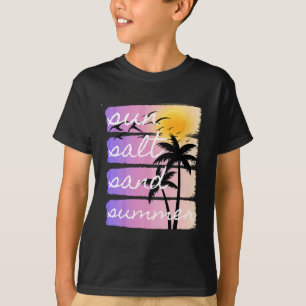 Camiseta Férias de Verão na Praia Sal Sol Areia Pôr do Sol