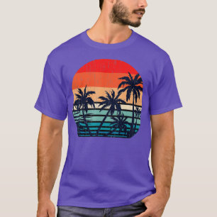 Camiseta Férias de Verão Palmeiras de praia Retro Tropical