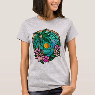 Camiseta Férias de verão praia oceânica no pôr do sol