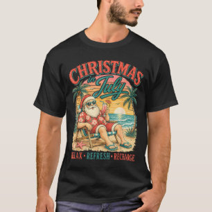 Camiseta Férias de Verão Relaxe Praia Santa Havaiano Pôr do