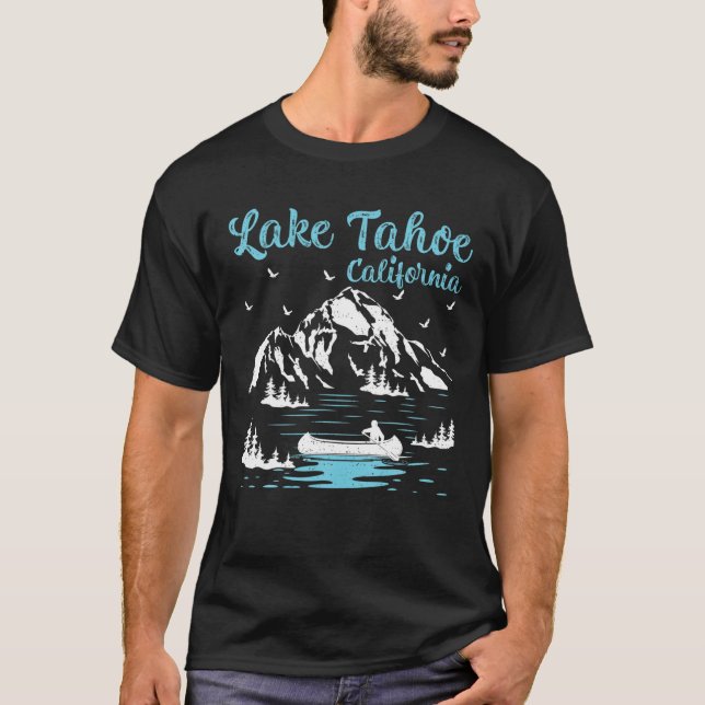 Camiseta Férias de Verão Retro California Lake Tahoe (Frente)
