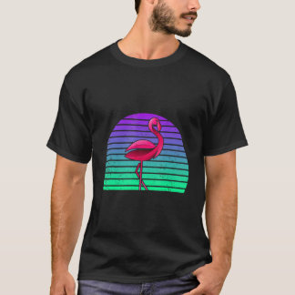 Camiseta Férias de Verão Retro Flamingo de Aves Exóticas
