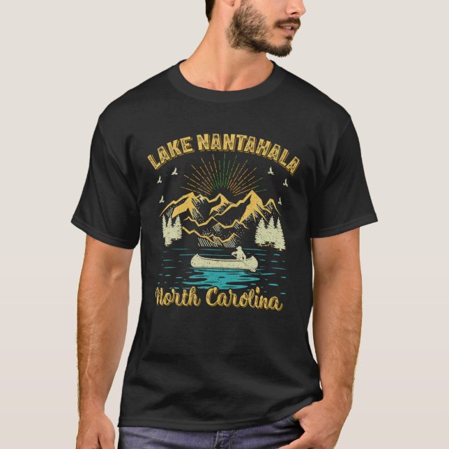 Camiseta Férias de Verão Retro Mountain North Carolina Nant (Frente)