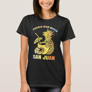 Camiseta Férias de Verão Retro San Juan Puerto Rico Beach