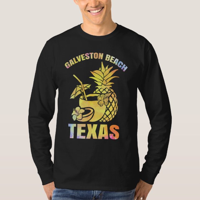 Camiseta Férias de Verão Retro Sunset Texas Galveston Beach (Frente)