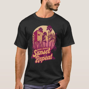 Camiseta Férias de Verão Sunrise Sunset Repetir