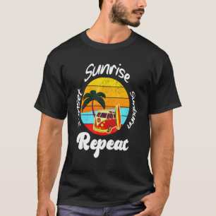 Camiseta Férias de Verão Sunrise Sunset Repetir Ret