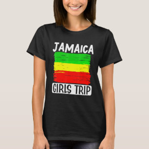 Camiseta Férias de Voo de Viajantes Jamaica Girls Trip Flag