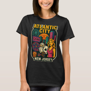 Camiseta Férias em Atlantic City Nova Jersey Cassino Jogos 
