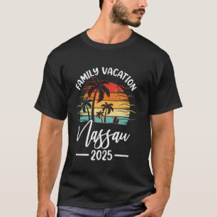 Camiseta Férias em Família 2025 Vintage Bahamas Praia de Na