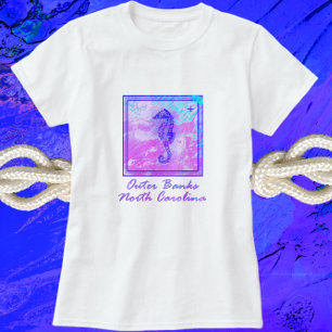 Camiseta Férias em Praia Bancos Exteriores NC Cavalo Marinh