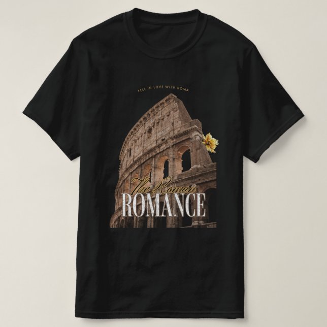 Camiseta Férias em roma em Colosseum Retro Itália Negro (Frente do Design)