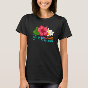 Camiseta Férias em St Augustine Flórida Hibisco Tropical