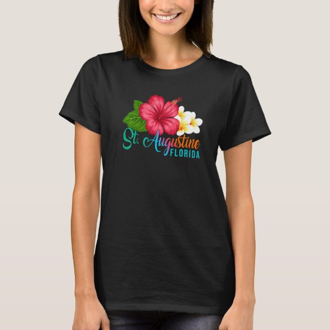 Camiseta Férias em St Augustine Flórida Hibisco Tropical (Frente)