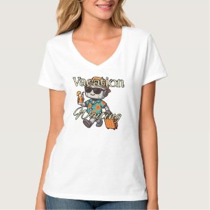 Camiseta Férias Esperando Robô Fofo de Verão Blusa Femini