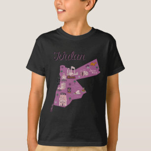 Camiseta Férias Família Jordânia Mapa Amman Petra
