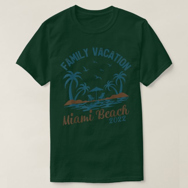 Camiseta Férias Familiares 2022 Palm Tree Florida Miami Bea (Frente do Design)
