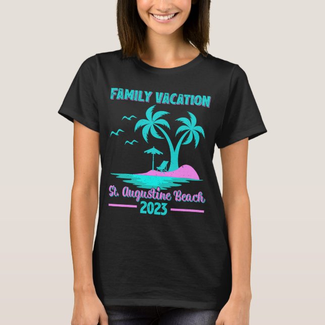 Camiseta Férias Familiares 2023 Palm Tree Florida Rua Augus (Frente)