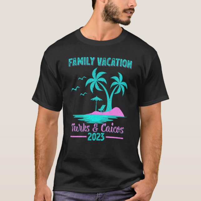 Camiseta Férias Familiares 2023 Palm Tree Turks & Caicos Be (Frente)