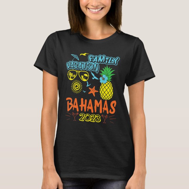 Camiseta Férias Familiares Bahamas 2023 Férias de Verão em  (Frente)