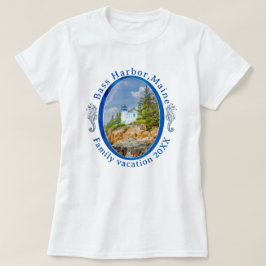 Camiseta Férias Familiares Bass Harbor Maine com Data