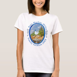 Camiseta Férias Familiares Bass Harbor Maine com Data