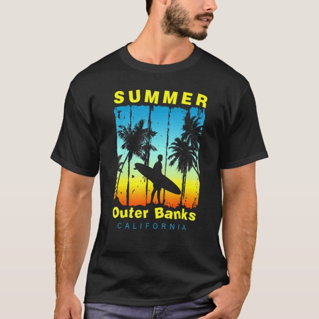 Camiseta Férias Familiares California Outer Banks Beach (Frente)