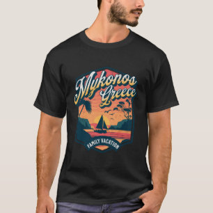 Camiseta Férias Familiares da Grécia Mykonos Cruise Funny B