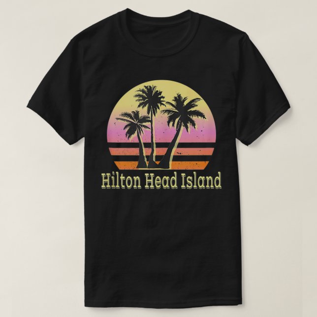 Camiseta Férias Familiares da Ilha Retro Beach, Hilton Head (Frente do Design)
