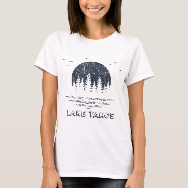 Camiseta Férias Familiares Da Lua Do Lago Tahoe Trees Fora  (Frente)