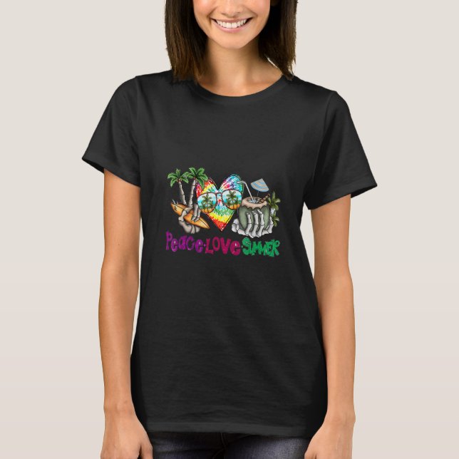 Camiseta Férias Familiares de Coco de Verão Peace Love 2022 (Frente)