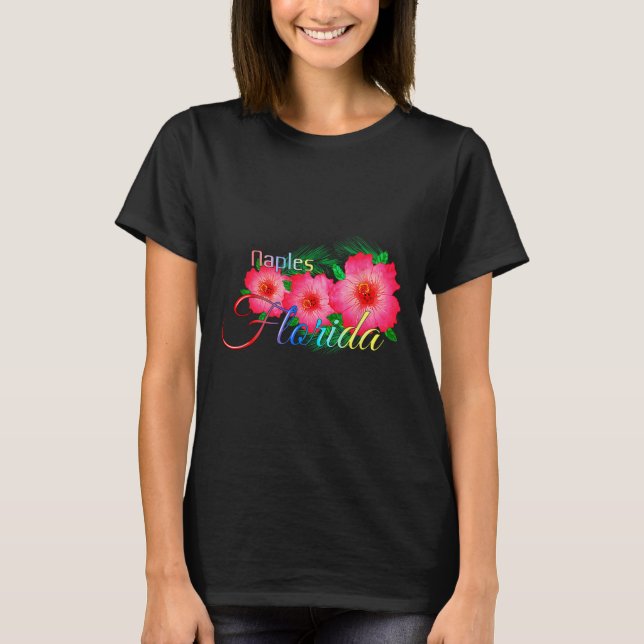 Camiseta Férias Familiares de Flores Tropicais em Nápoles,  (Frente)
