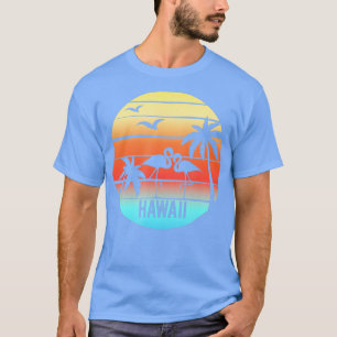 Camiseta Férias Familiares do HavaíFlamingo Palm Tree Silho